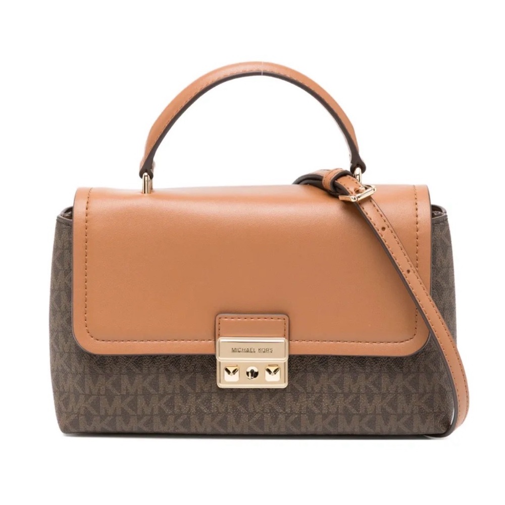 MICHAEL KORS Tribeca Medium Signature Logo Satchel In Brown